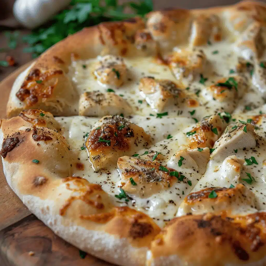 roasted garlic white chicken pizza - featured image