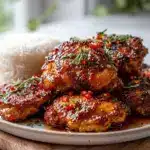 air fryer Korean soy garlic chicken thighs - featured image