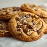 brown butter bourbon toffee chocolate chip cookies - featured image