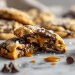 brown butter salted caramel chocolate chip cookies - featured image