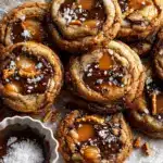brown butter salted caramel pretzel chocolate chip cookies - featured image