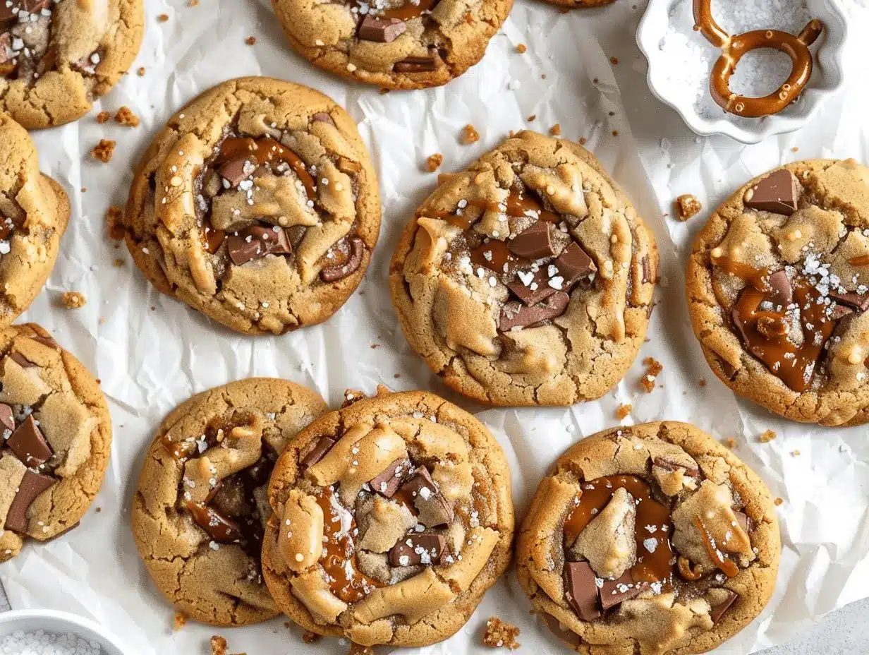 brown butter salted caramel pretzel chocolate chip cookies preparation steps