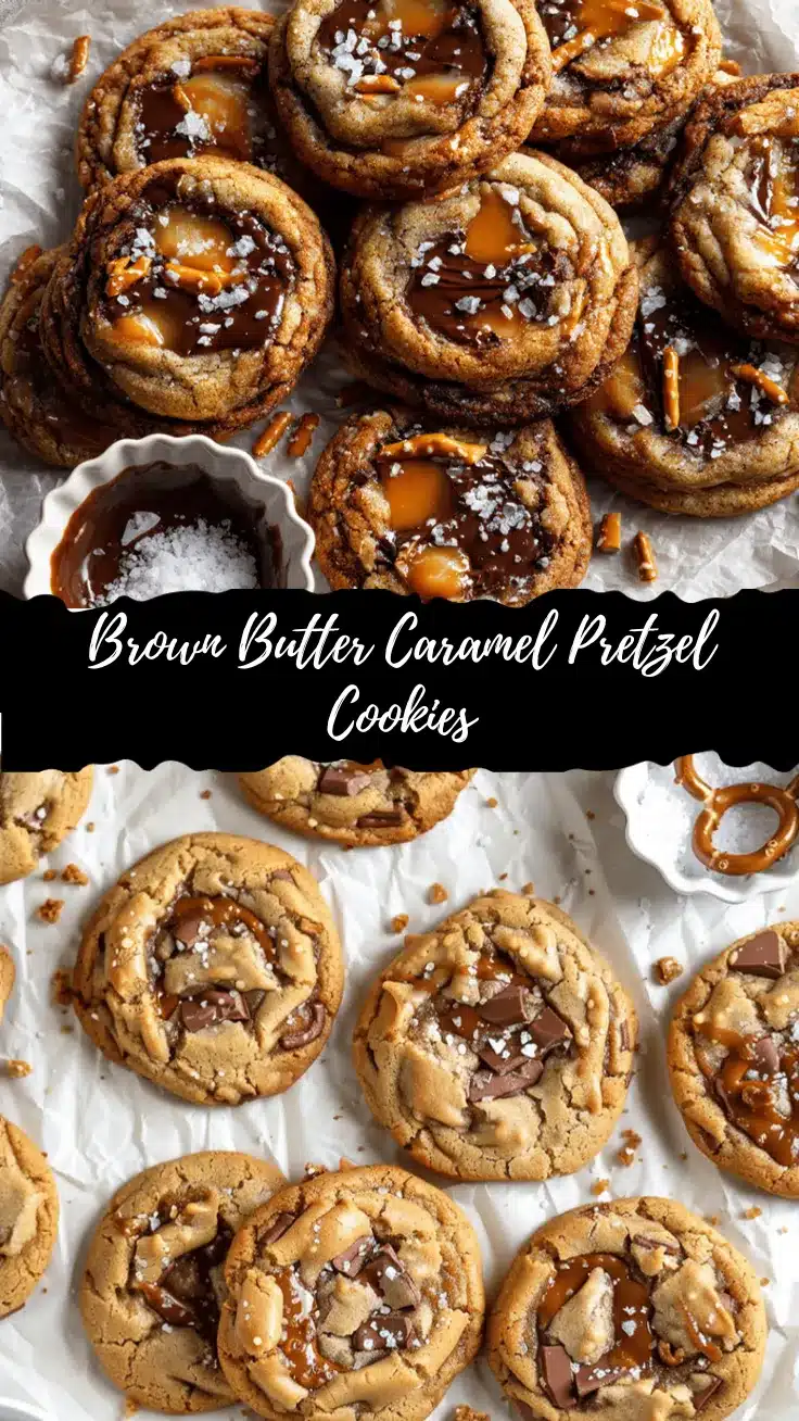 brown butter salted caramel pretzel chocolate chip cookies recipe