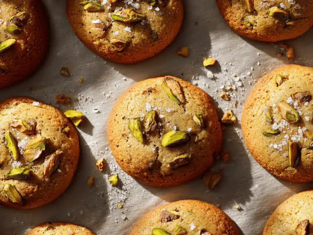 brown butter salted honey pistachio cookies - featured image