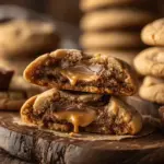 brown butter stuffed peanut butter cup cookies - featured image