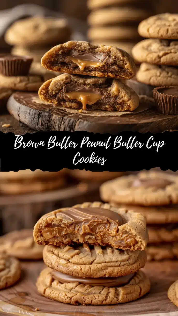 brown butter stuffed peanut butter cup cookies recipe