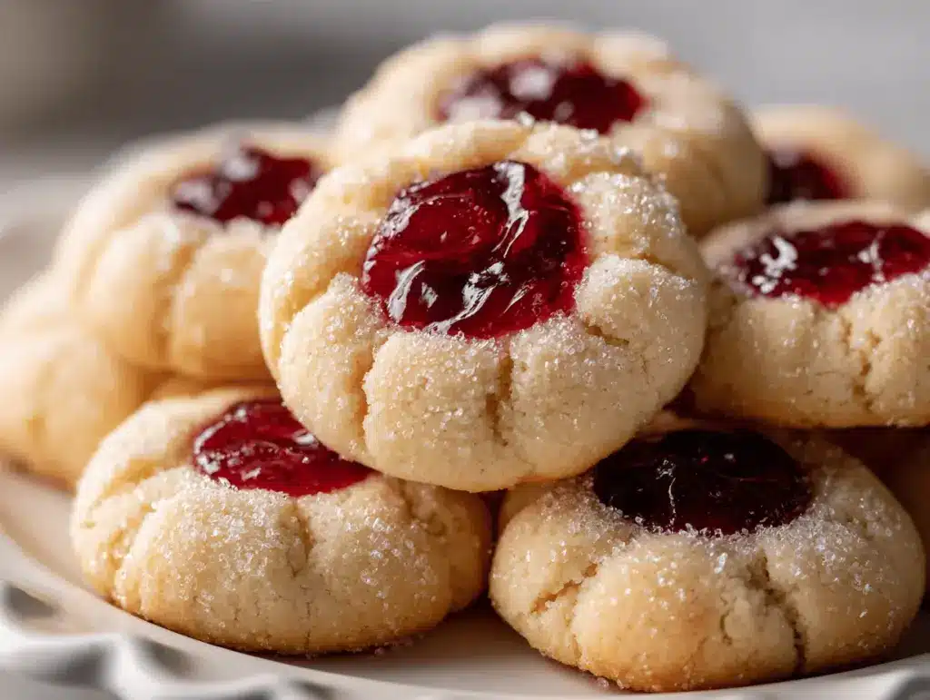 cherry cheesecake thumbprint cookies - featured image