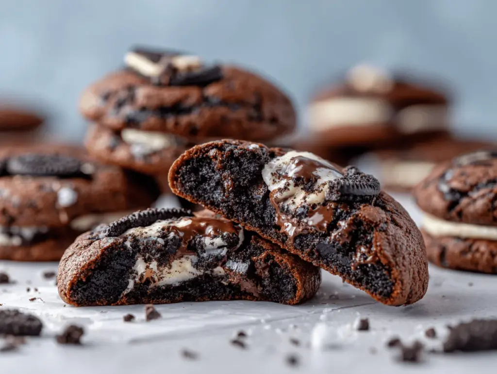 cookies and cream stuffed brownie cookies - featured image