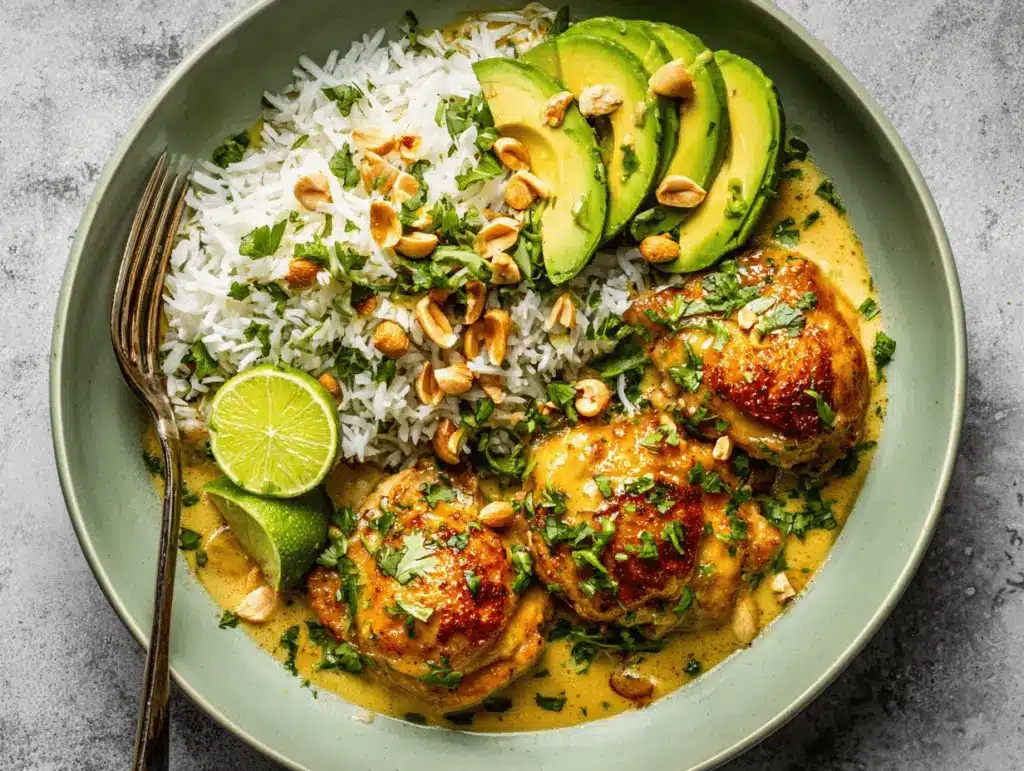 creamy coconut lime chicken thighs - featured image