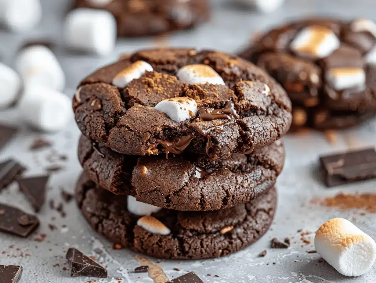 double chocolate chunk smores cookies preparation steps