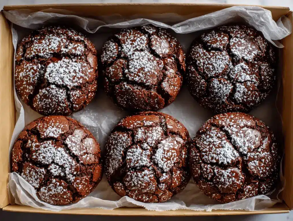 giant double chocolate crinkle cookies with Nutella - featured image