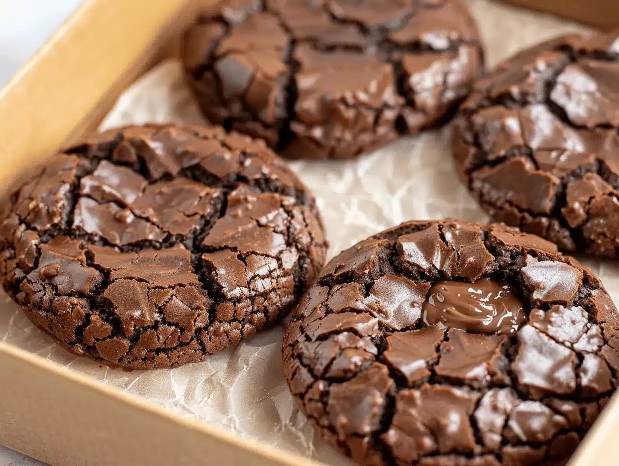 giant double chocolate crinkle cookies with Nutella preparation steps