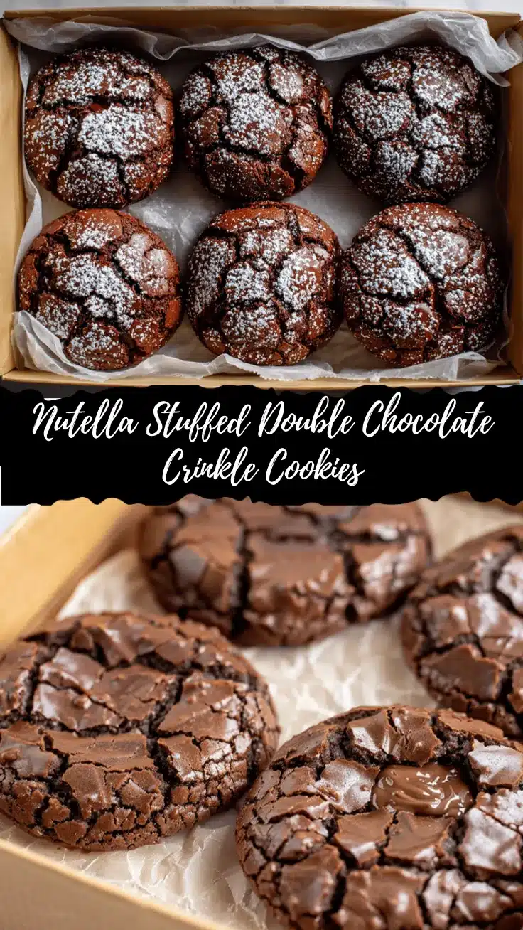 giant double chocolate crinkle cookies with Nutella recipe