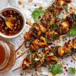 honey garlic chicken skewers - featured image