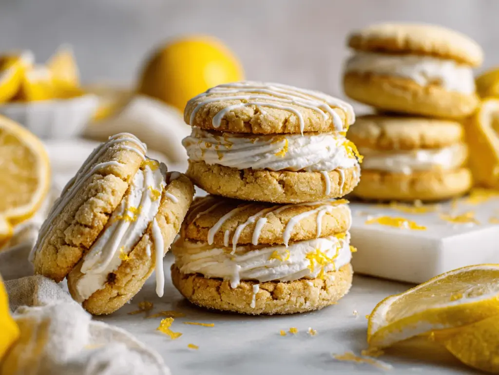 lemon sugar cookie sandwiches - featured image