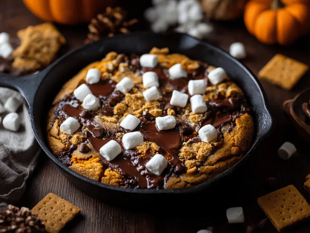 pumpkin spice s’mores skillet cookie - featured image