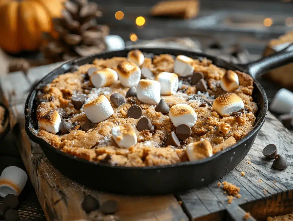 pumpkin spice s’mores skillet cookie preparation steps