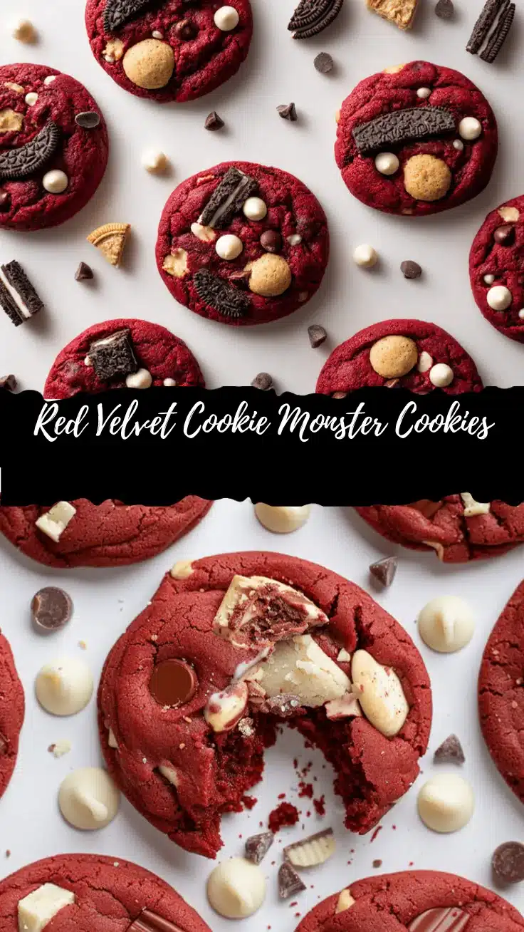 Red Velvet Cookie Monster Cookies recipe