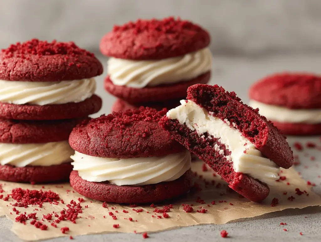 red velvet Crumbl cookie sandwiches - featured image