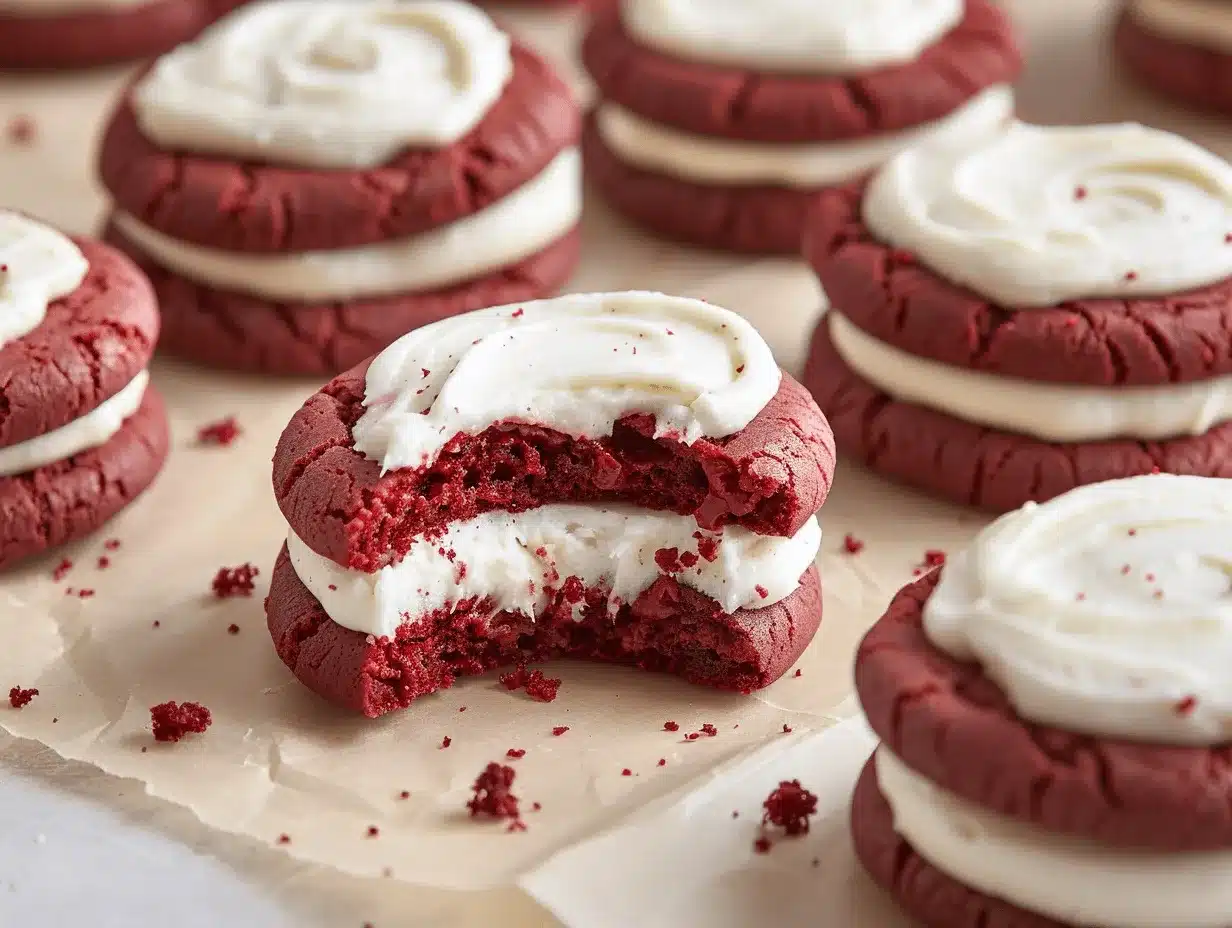 red velvet Crumbl cookie sandwiches preparation steps