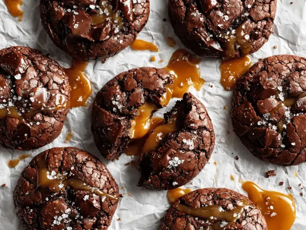 salted caramel brownie cookies - featured image