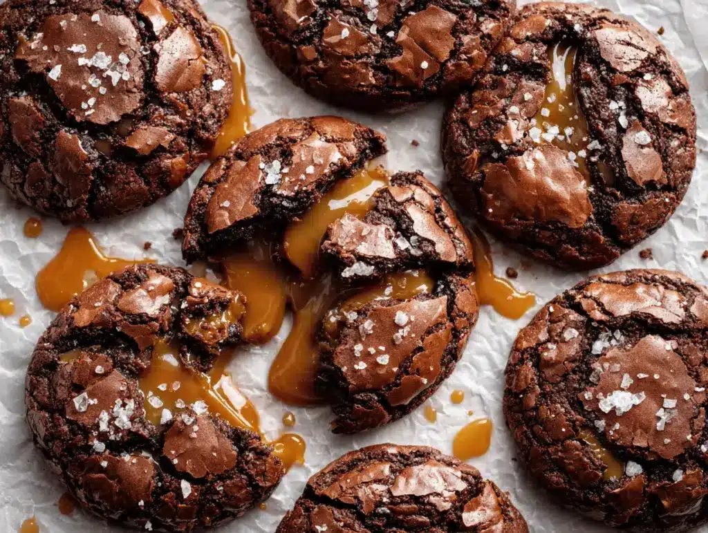 salted caramel brownie cookies - featured image
