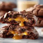 salted caramel stuffed brownie cookies - featured image
