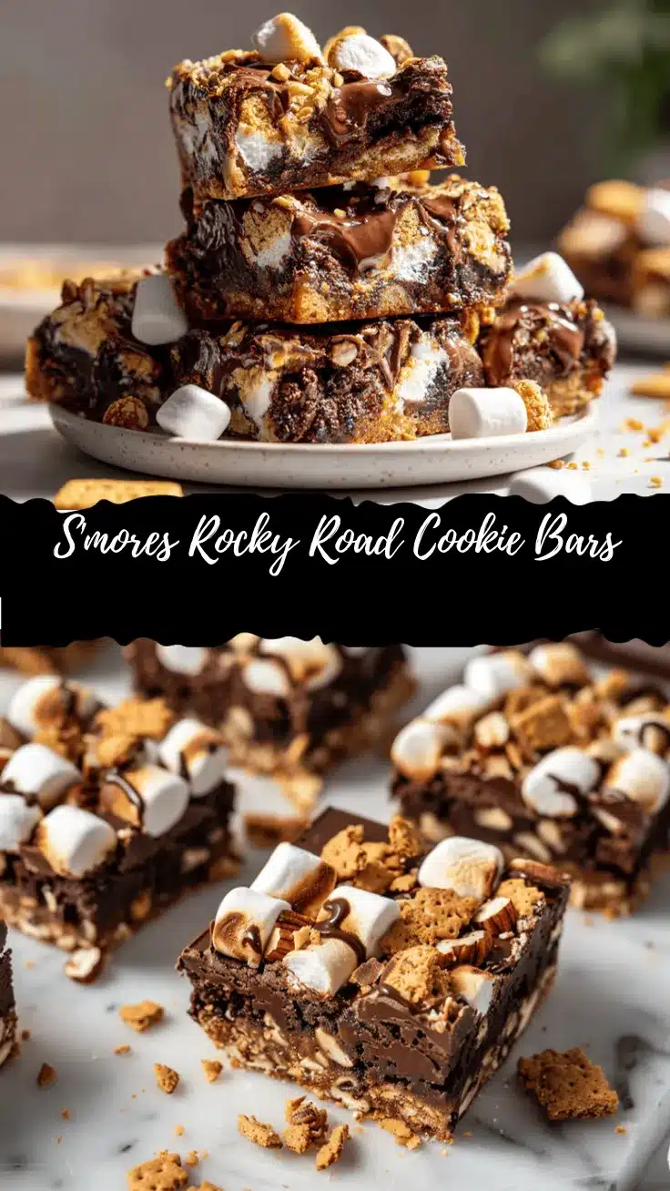Smores Rocky Road Cookie Bars recipe