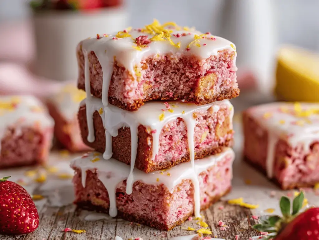 strawberry lemonade brownies - featured image