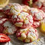 strawberry lemonade crinkle cookies - featured image