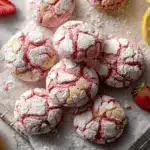 strawberry lemonade crinkle cookies - featured image