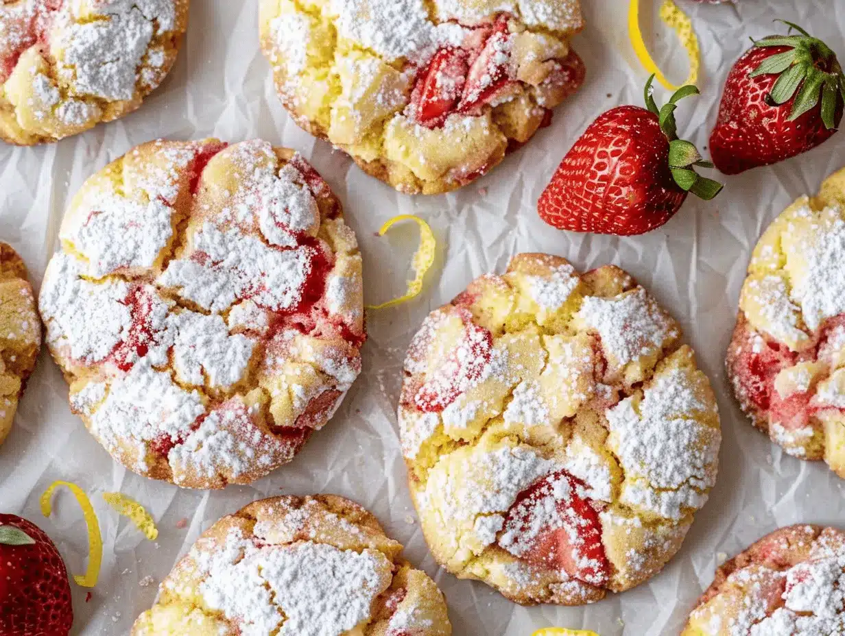 strawberry lemonade crinkle cookies preparation steps