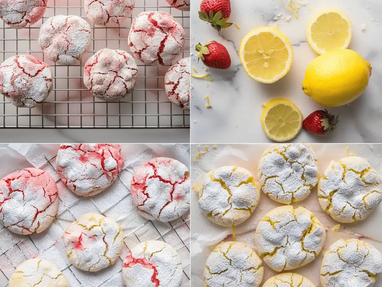 strawberry lemonade crinkle cookies preparation steps
