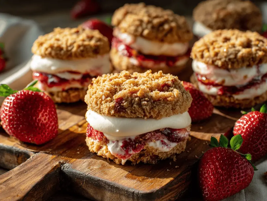Strawberry Shortcake Crunch Cookie Sandwiches - featured image