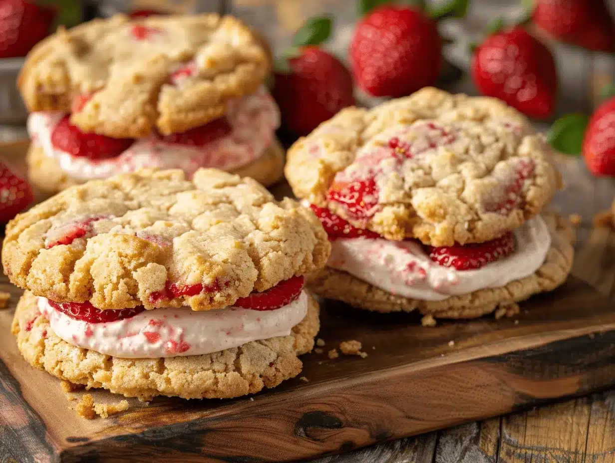 Strawberry Shortcake Crunch Cookie Sandwiches preparation steps