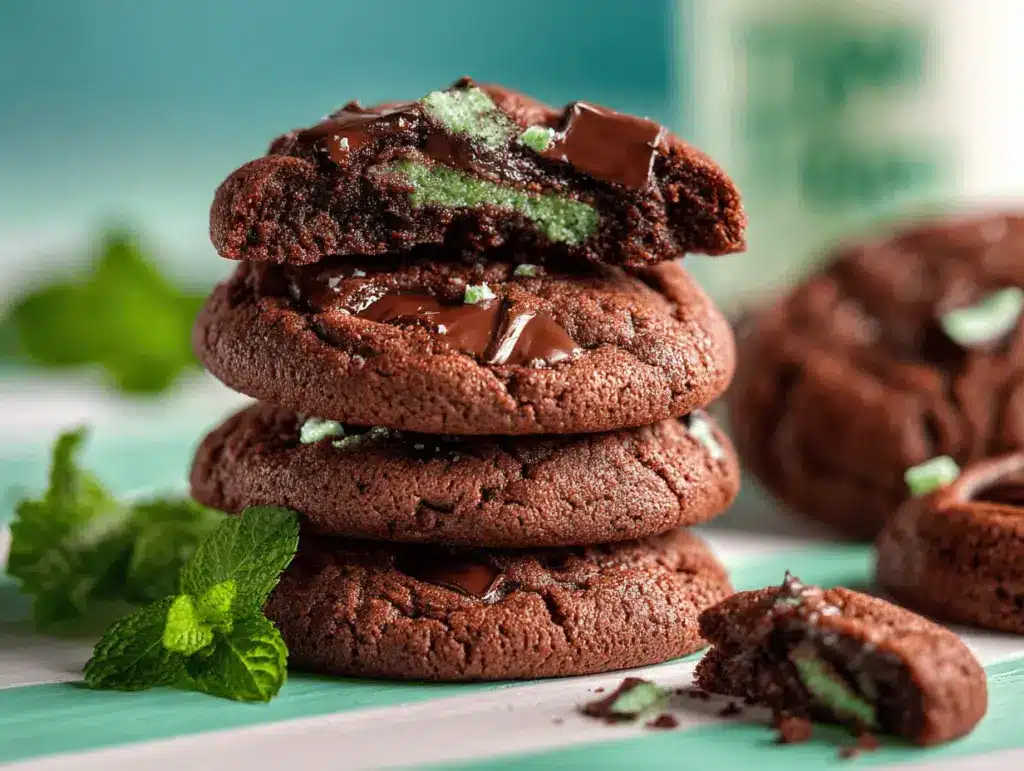 Thin Mint Stuffed Chocolate Mint Cookies - featured image