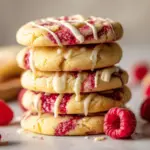 white chocolate lemon raspberry cheesecake cookies - featured image