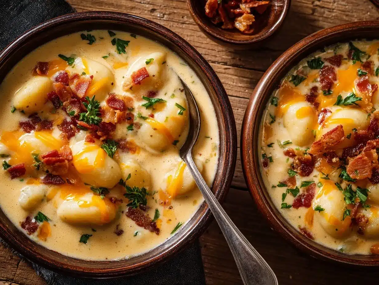 bacon cheddar gnocchi soup preparation steps