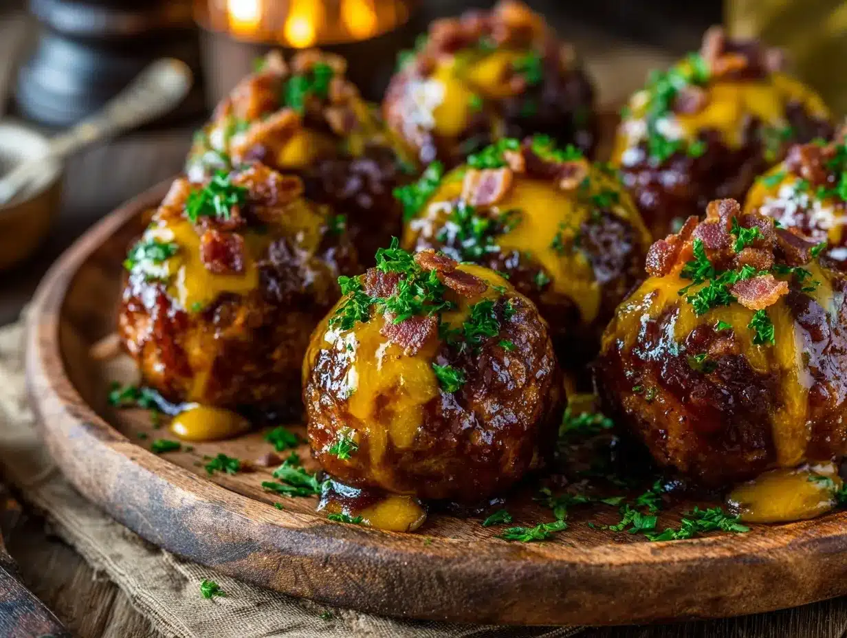 Bourbon Bacon Cheeseburger Meatballs preparation steps