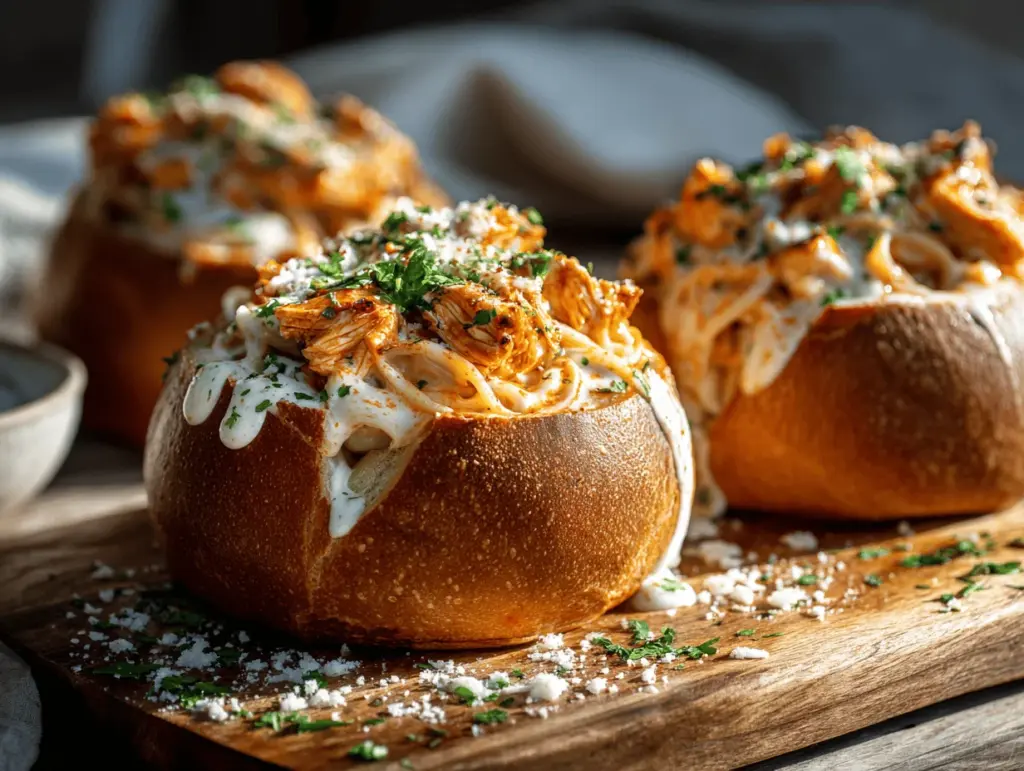 Buffalo Chicken Alfredo Bread Bowls - featured image