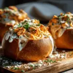 Buffalo Chicken Alfredo Bread Bowls - featured image