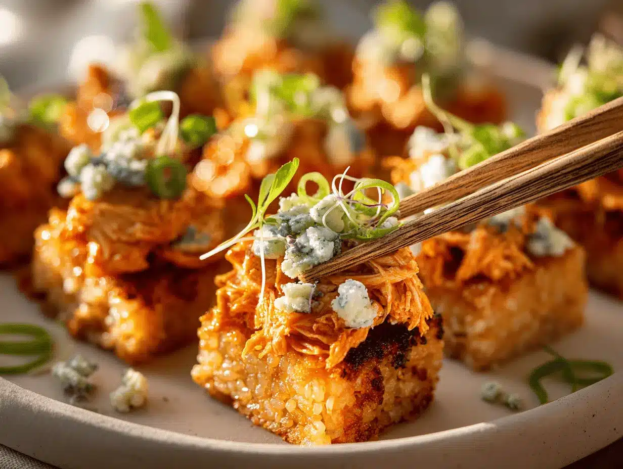 Buffalo Chicken Crispy Rice Bites preparation steps