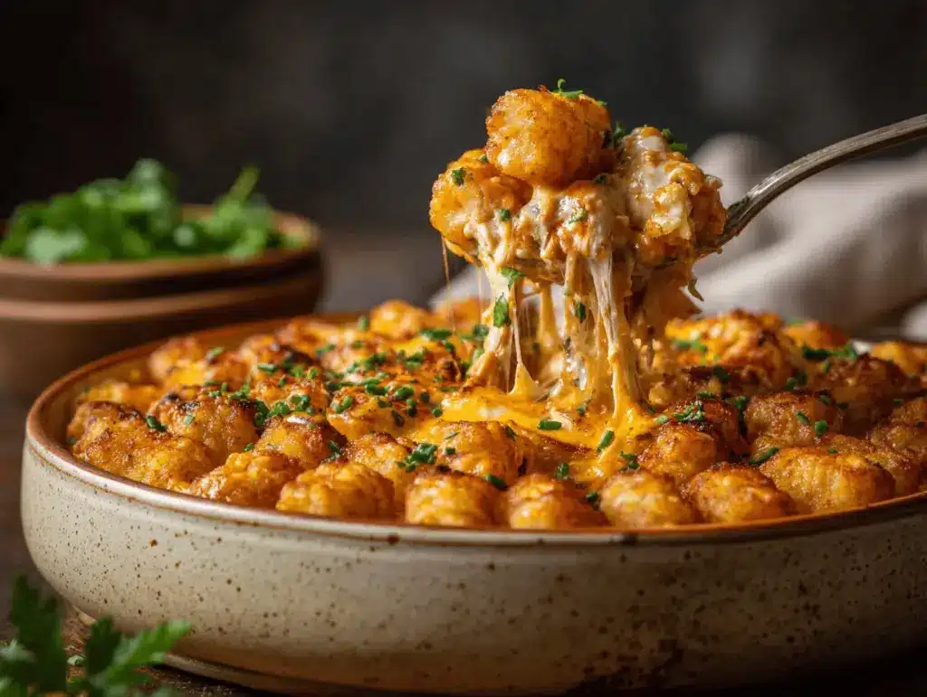 Buffalo Ranch Chicken Tater Tot Casserole - featured image