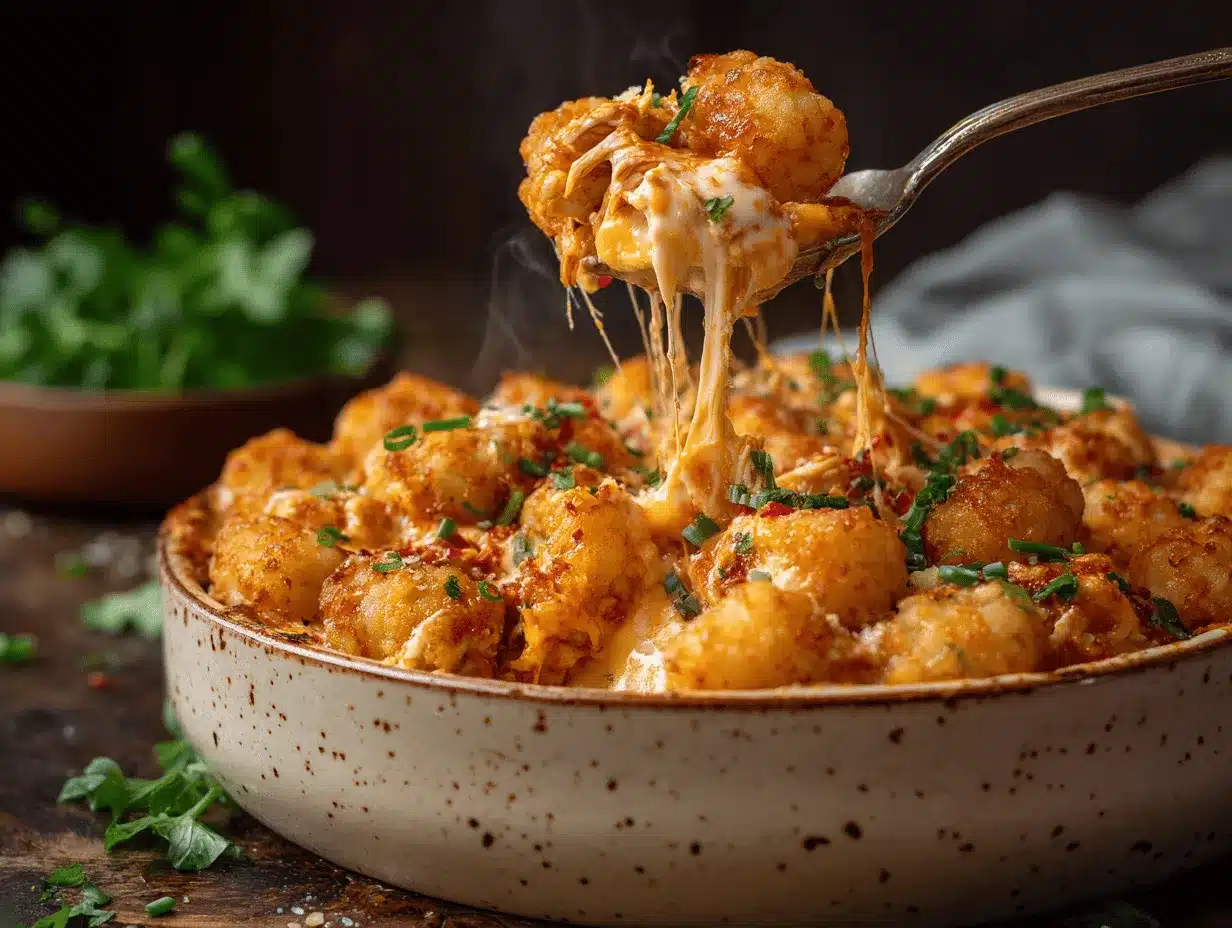Buffalo Ranch Chicken Tater Tot Casserole preparation steps