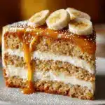 caramel banana layer cake - featured image