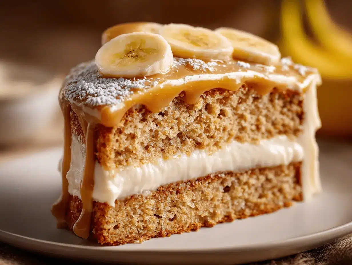 caramel banana layer cake preparation steps