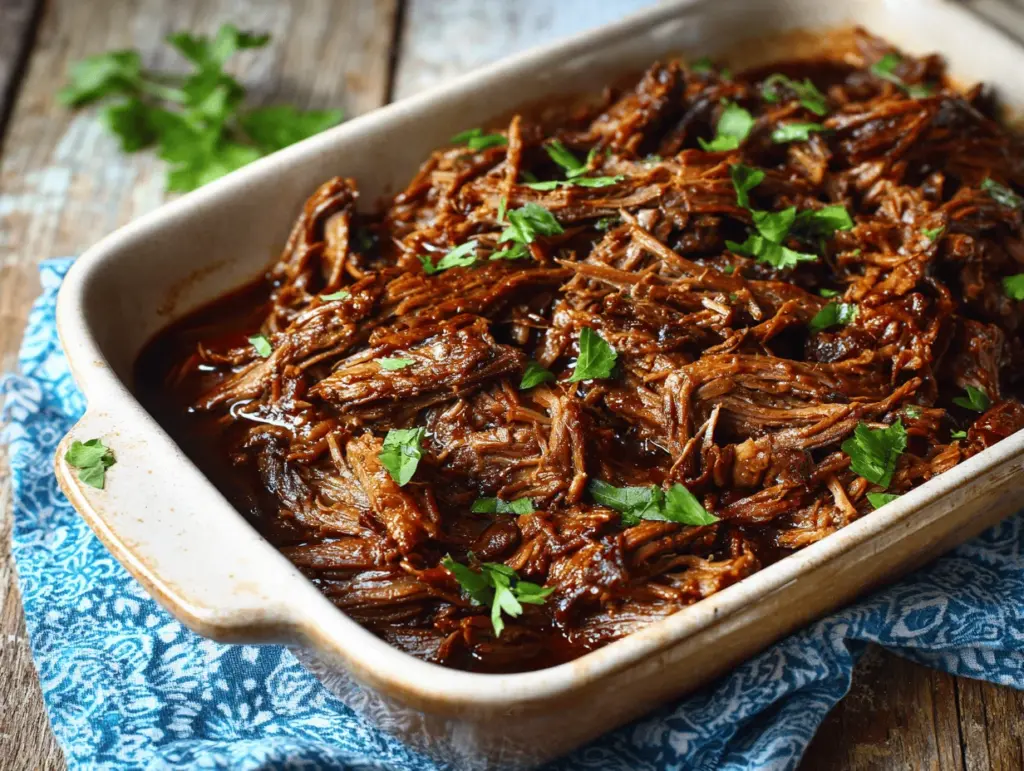 caramelized pulled beef brisket - featured image