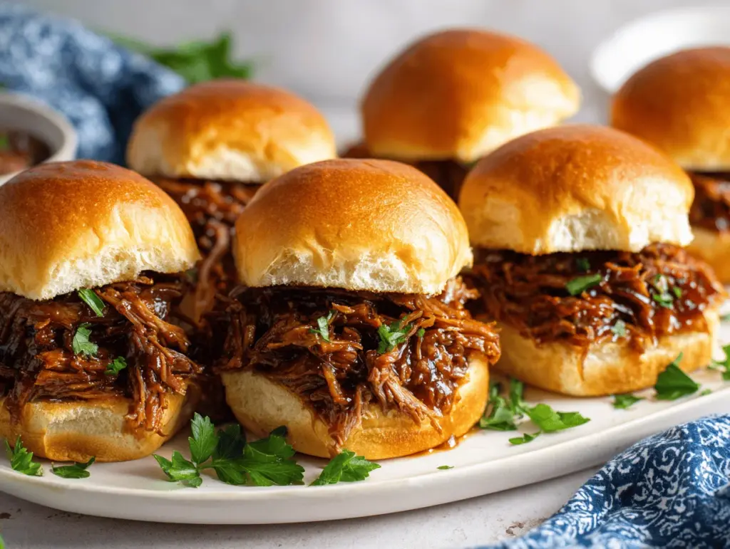caramelized pulled beef brisket sliders - featured image