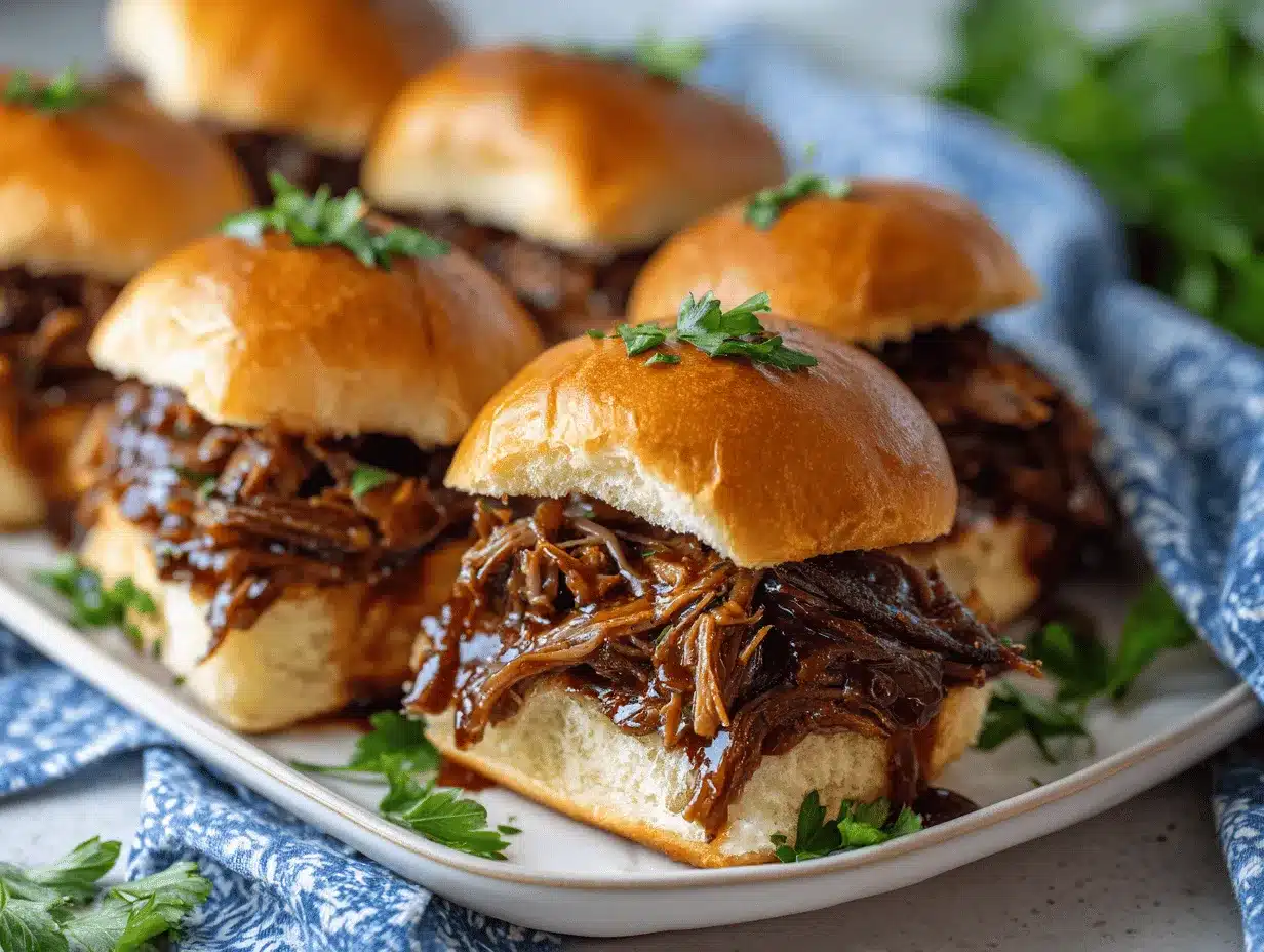 caramelized pulled beef brisket sliders preparation steps