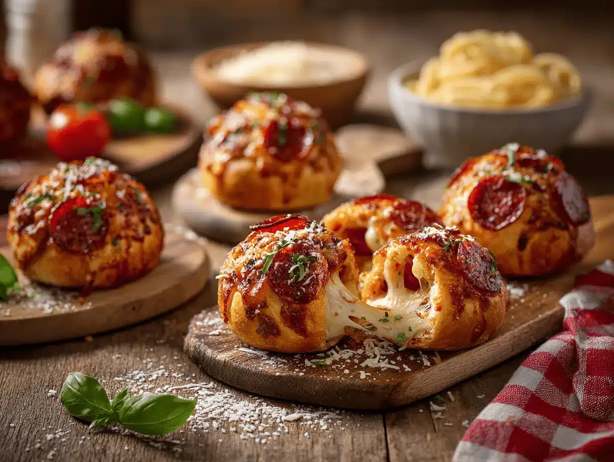 cheesy garlic bread pizza bombs preparation steps
